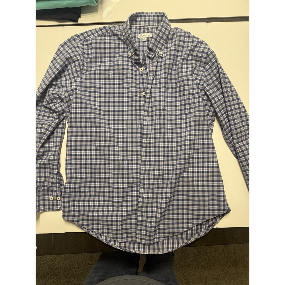 Peter Millar Mens Lg Shirt Long‎ Sleeve Button-Down Plaid Cotton